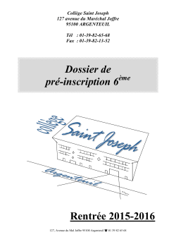 Dossier de pr&eacute;-inscription 6 Rentr&eacute;e 2015-2016