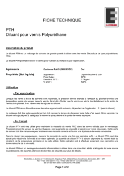FICHE TECHNIQUE PTH Diluant pour vernis Polyur&eacute;thane