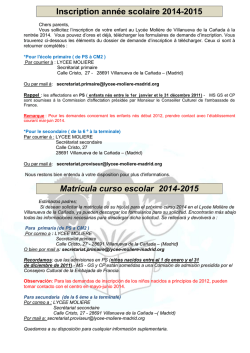 Inscription ann&eacute;e scolaire 2008-2009