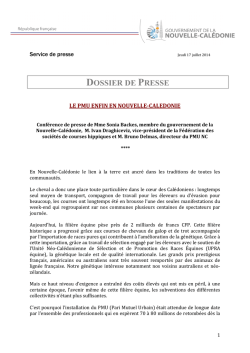 Dossier de presse GNC - PMU - Gouvernement de la Nouvelle