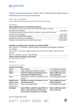 Collecte nationals 2014 f Informations pour les secrétariats cantonaux