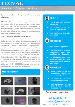 Fiche m&eacute;tier - Injection plastique
