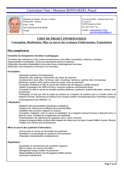Curriculum Vitae - Monsieur BONNARDEL Pascal