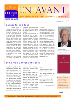 En Avant N°3 JANVIER 2014 - Ligue contre le cancer comite du Gard