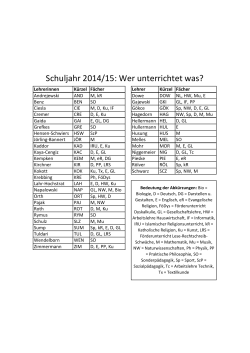 Schuljahr 2014/15: Wer unterrichtet was? - Sekundarschule-Dinslaken