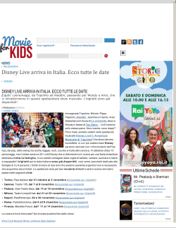 Disney Live arriva in Italia. Ecco tutte le date