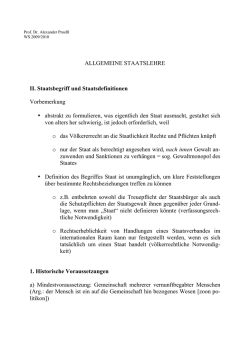 ALLGEMEINE STAATSLEHRE II. Staatsbegriff und