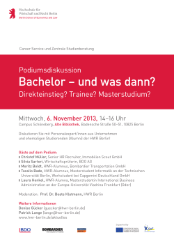 Bachelor – und was dann? - HWR Berlin