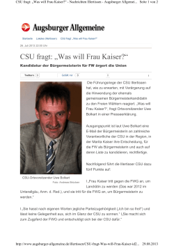 CSU fragt: „Was will Frau Kaiser?“ - FW Illertissen