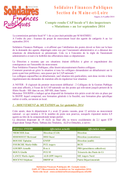 Mutations » au 1er septembre 2014