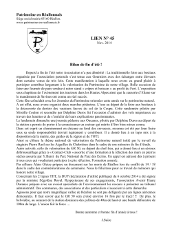 lien n° 45 (Novembre 2014) - Association Patrimoine en Réallonnais