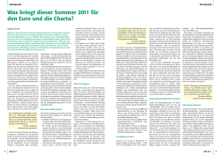 Was bringt dieser Sommer 2011 für den Euro und die Charta?