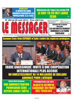 Le Messager N°404 - République Togolaise