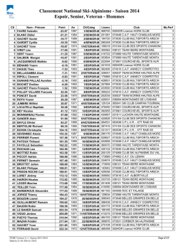classement individuel s&eacute;nior