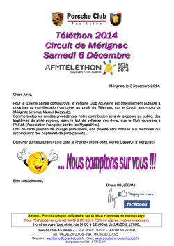 Mérignac, le 3 Novembre 2014. Chers Amis, Pour la 13ème année