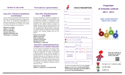 Programme de formation syndicale 2014 - 2015 FICHE
