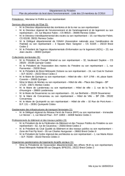 Liste des 19 membres du COSUI Présidence : Monsi