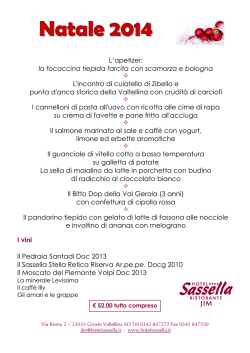 Hotel Sassella Ristorante Jim Grosio MENU NATALE 2014