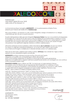 Kaleidoscope mercoledì 9 aprile 2014 ore 18.30 nella