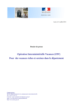 Opération Interministérielle Vacances (OIV) Pour des vacances