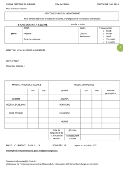 FICHE ENFANT A REGIME