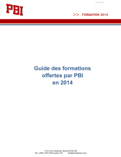 Guide des formations offertes par PBI en 2014
