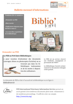 (bulletin information biblio n°4) - Ecole nationale vétérinaire de