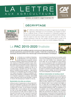 La PAC 2015-2020 finalisée - Crédit Agricole Sud Méditerranée