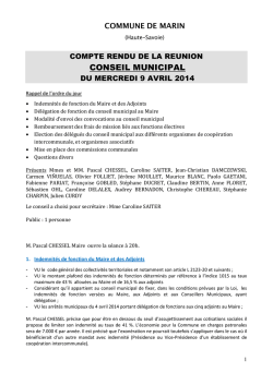 Compte rendu du conseil municipal du 9 avril 2014