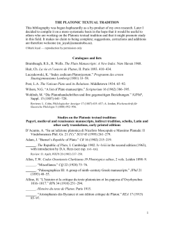 1 THE PLATONIC TEXTUAL TRADITION This bibliography was
