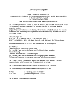 Jahressiegerehrung 2014 Liebe Teilnehmer der RCN-GLP, wie
