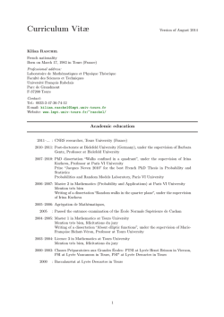 Curriculum Vitæ - LMPT - Université François Rabelais
