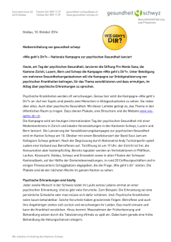 Goldau, 10. Oktober 2014 Medienmitteilung von gesundheit schwyz