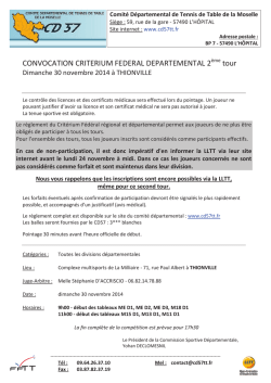 CONVOCATION CRITERIUM FEDERAL DEPARTEMENTAL 2 tour