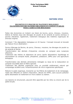 Documentation technique - Natura Viva D&eacute;pollution biologique