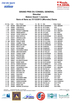 GRAND PRIX DU CONSEIL GENERAL R&eacute;sultat Slalom Geant 1