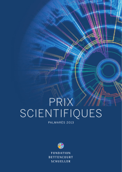 PRIX SCIENTIFIQUES - Fondation Bettencourt Schueller