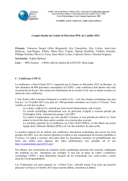 Compte Rendu du Comité de Direction IPSL du 3 juillet 2014