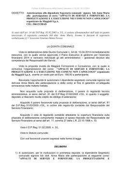 OGGETTO: Autorizzazione alla dipendente Segretario comunale