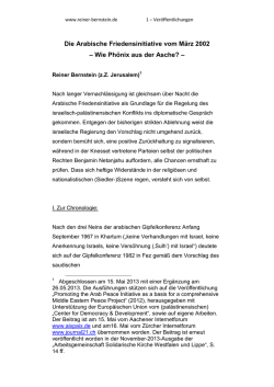 Die Arabische Friedensinitiative vom März 2002 – Wie Phönix aus