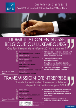 DoMiciliATion En SuiSSE, BElgiquE ou luxEMBourg