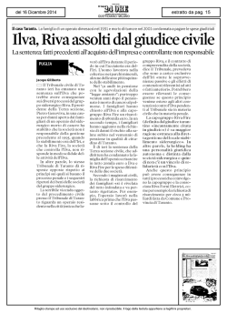 Ilva, Riva assolti dal giudice civile