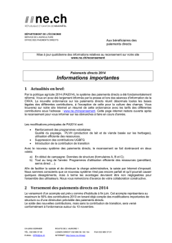 Informations g&eacute;n&eacute;rales pour les paiements directs 2014