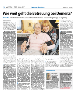 SN, 14.06.2013: Wie weit geht die Betreuung bei Demenz