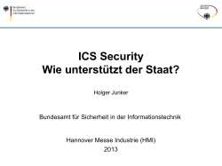 ICS Security Wie unterstützt der Staat?