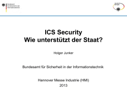 ICS Security Wie unterst&uuml;tzt der Staat?