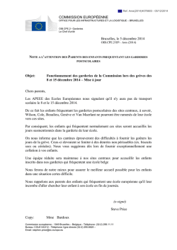 Garderies - Note aux Parents