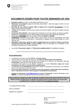 Documents exig&eacute;s pour toutes demandes de visa - court