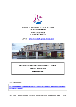 IFMK &ndash; ALENCON Dossier inscription concours de