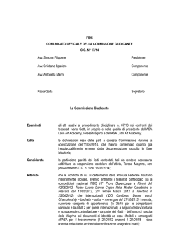 FIDS COMUNICATO UFFICIALE DELLA COMMISSIONE